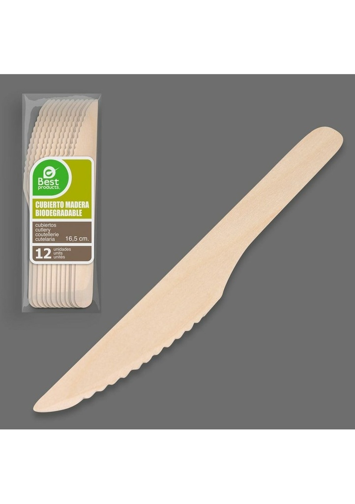 [10680] Wooden Knife 16cm - 12pk