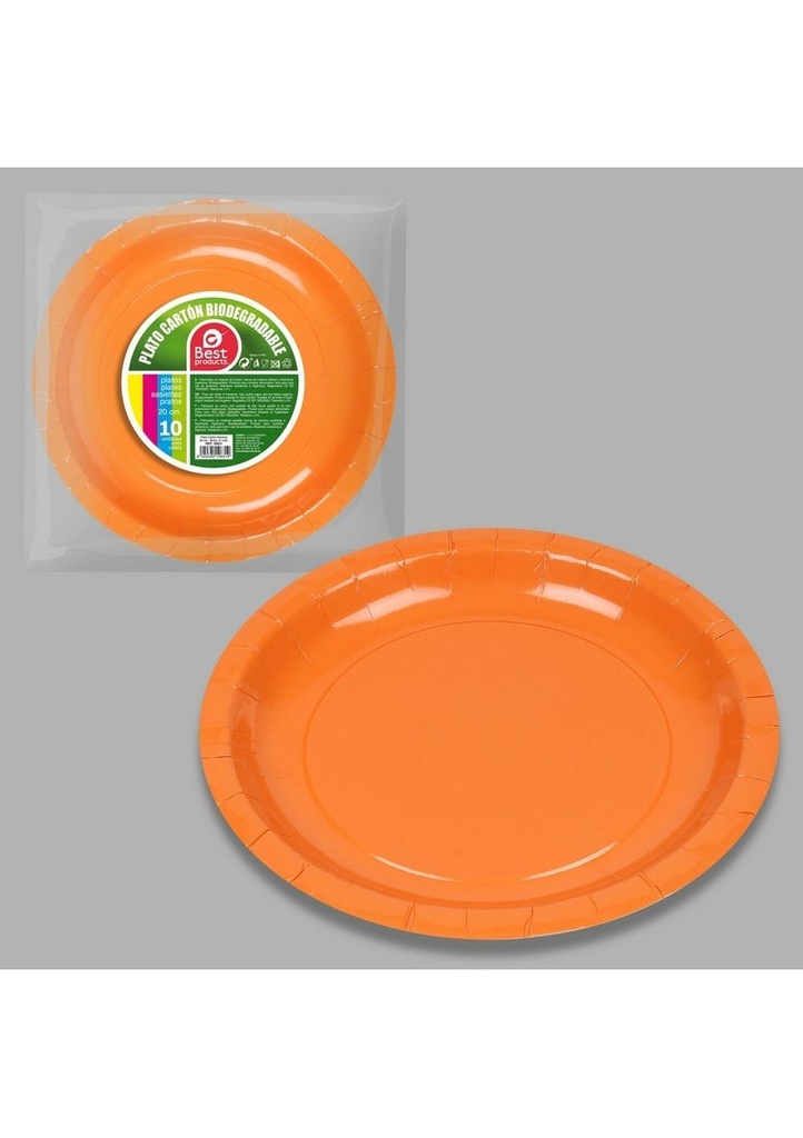 Round Paper Plate 20cm Orange - 10pk