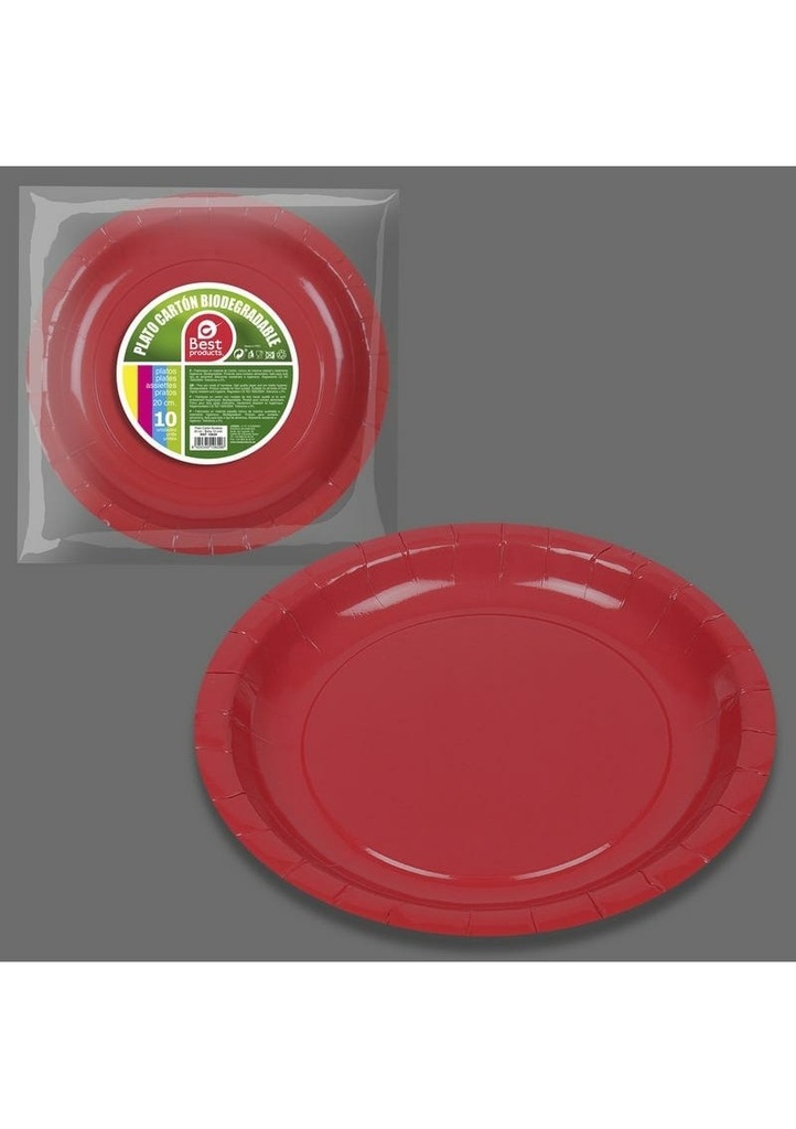 Round Paper Plate 20cm Bordeaux - 10pk