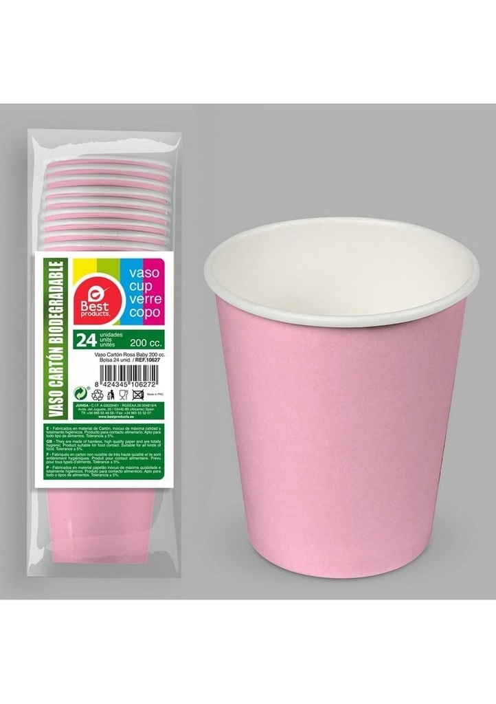 [10627] Paper Cups 200ml Pink - 24pk