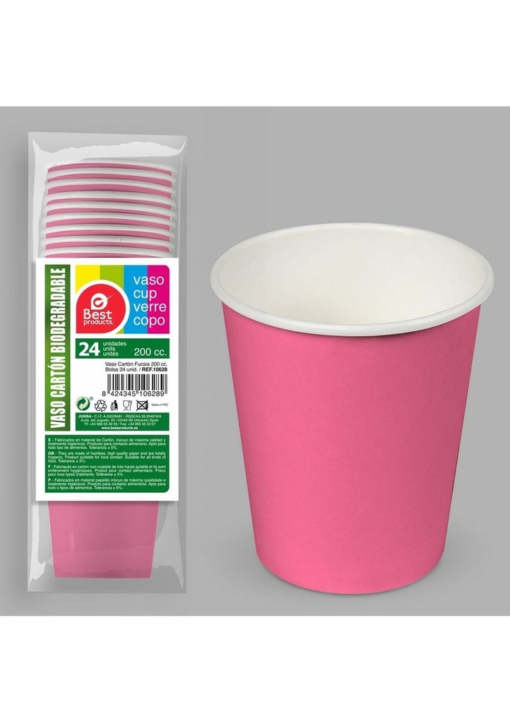 Paper Cups 200ml Fuchsia - 24pk