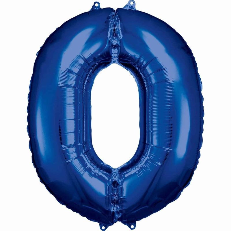 [9907274] 34 Inch Foil Balloon Number 0 - Blue