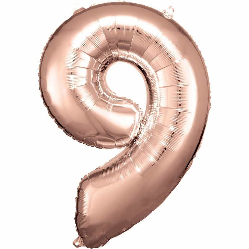 34 Inch Foil Balloon Number 9 - Rose Gold