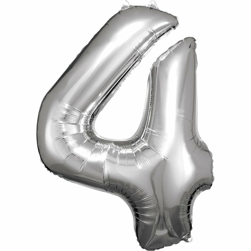 [9906289] 34 Inch Foil Balloon Number 4 - Silver