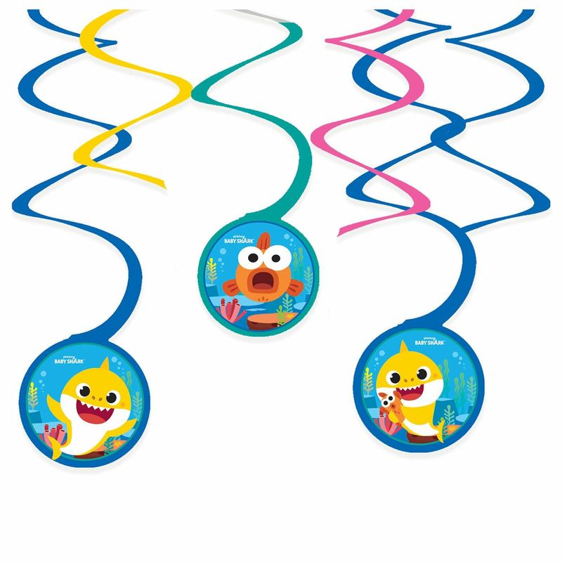 Baby Shark Swirl Decorations (30cm x 60cm) - 6pk