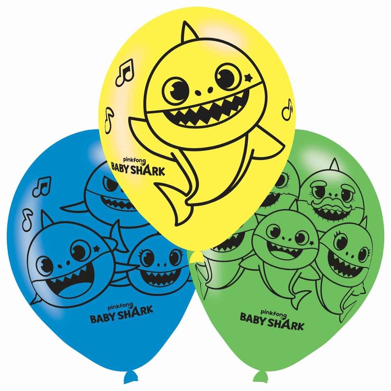 [9908483] Baby Shark Latex Balloons 27.5 cm / 11 Inch - 6pk