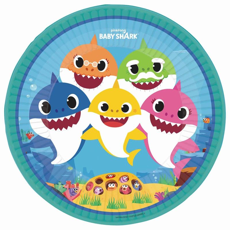 [9909039-66] Baby Shark Party Plates 22.8cm - 8pk