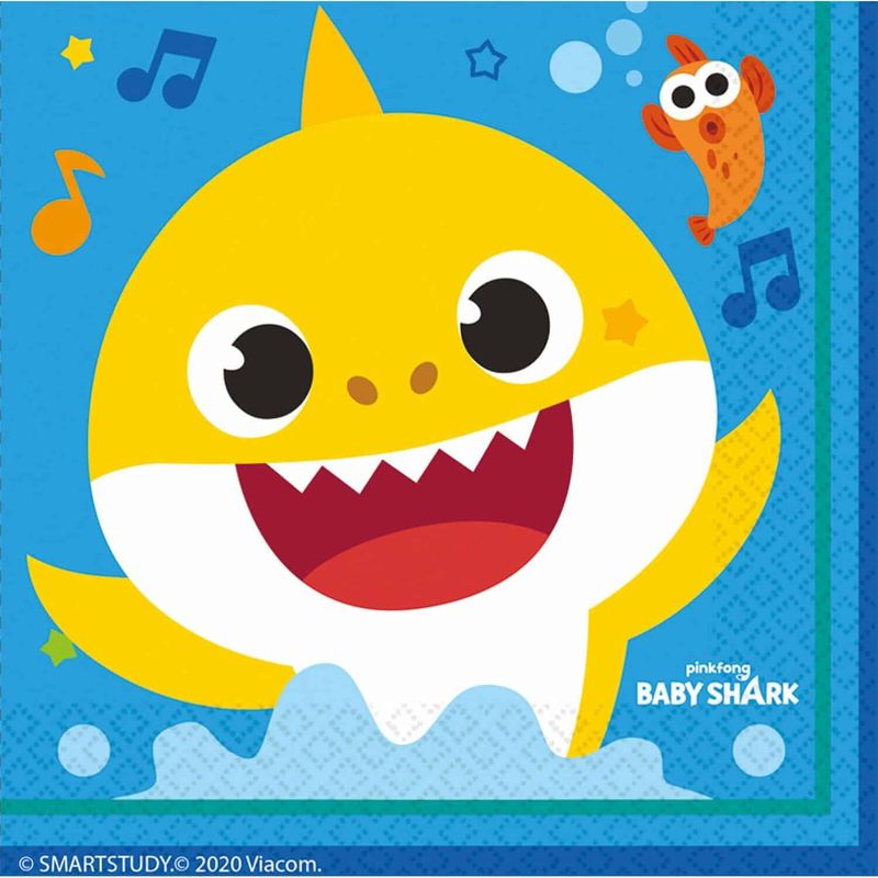 [9909040] Baby Shark Lunch Napkins 33cm x 33cm - 16pk