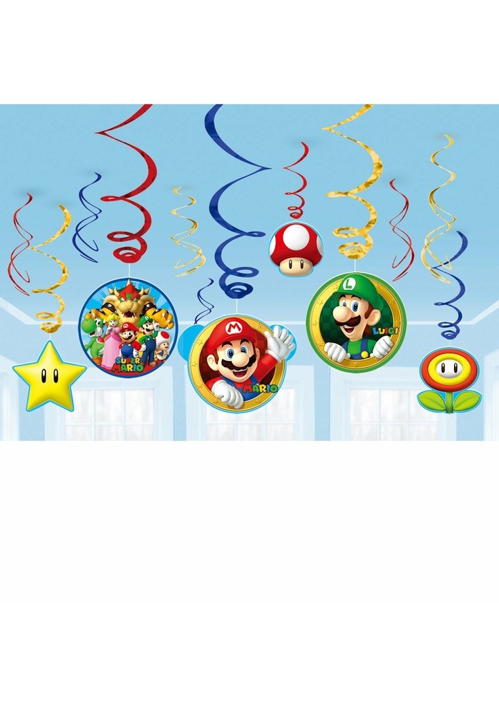 [671554] Super Mario Swirl Decorations 61cm - 12pk