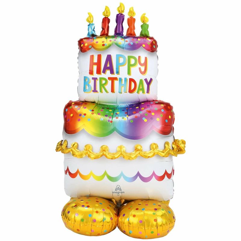 AirLoonz Birthday Cake Foil Balloon 53 Inch - Air Fill Only