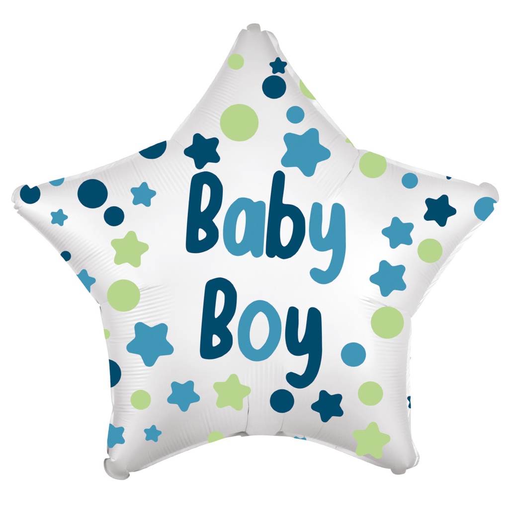 Standard Baby Boy Star Foil Balloon 43cm