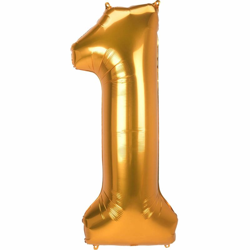 53 Inch Jumbo Size Foil Balloon Number 1 - Gold