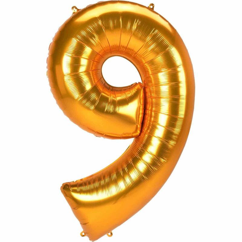 53 Inch Jumbo Size Foil Balloon Number 9 - Gold