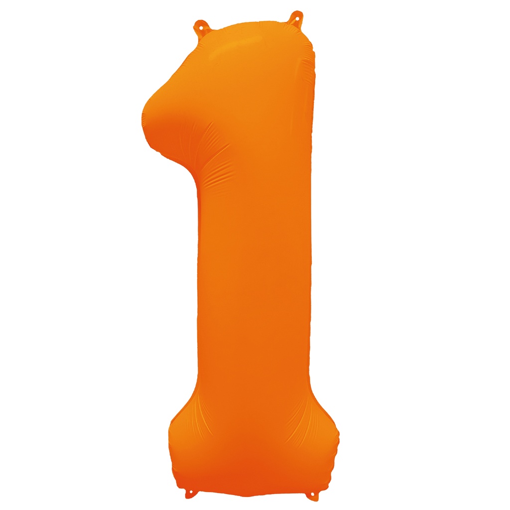34 Inch Foil Balloon Number Neon Orange - No.1
