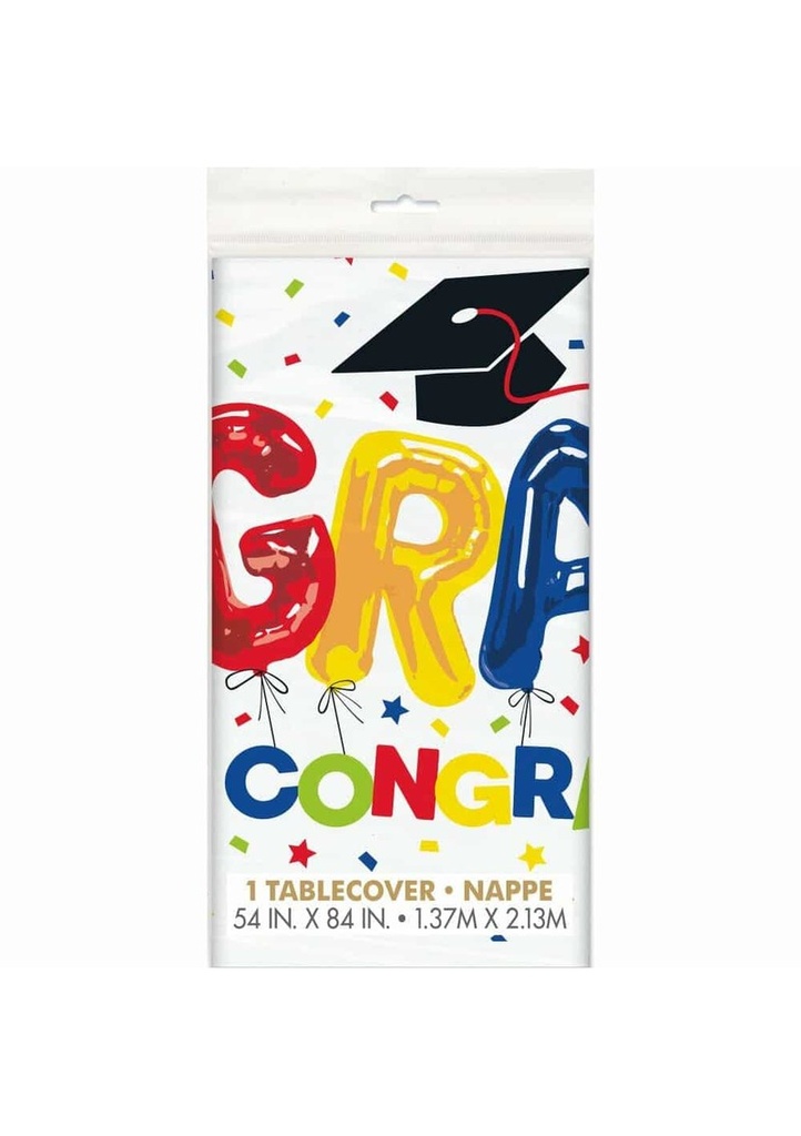 Letter Balloon Grad Repkangular Plastic Table Cover - 54 Inchx84 Inch