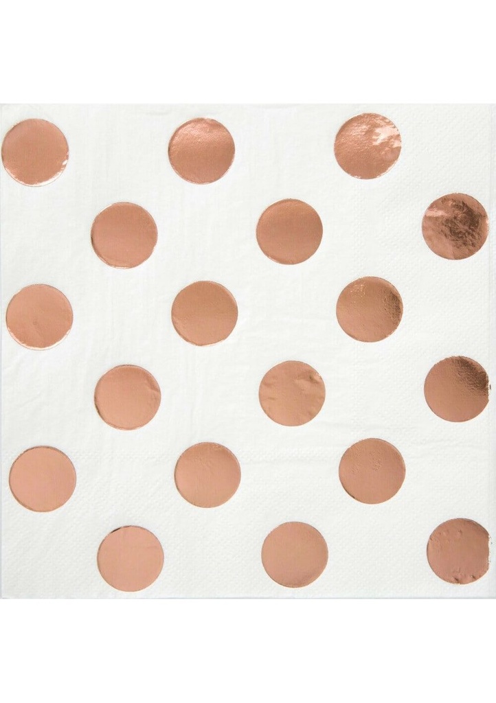 Rose Gold Foil Dots Beverage Napkins - 16pk - Foil Stamped