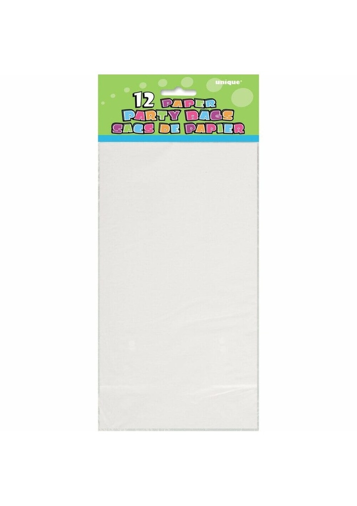White Paper Party Bags - 12pk