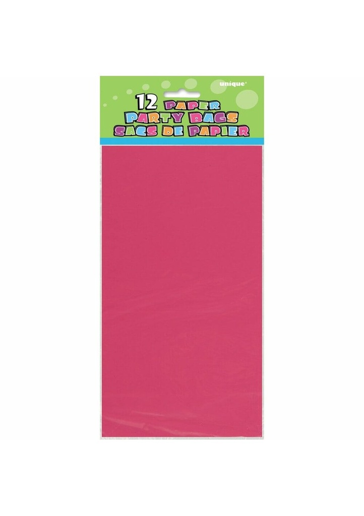 [59005] Hot Pink Paper Party Bags - 12pk