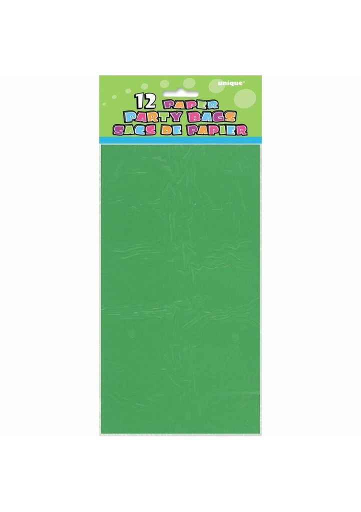 [59007] Green Paper Party Bags - 12pk