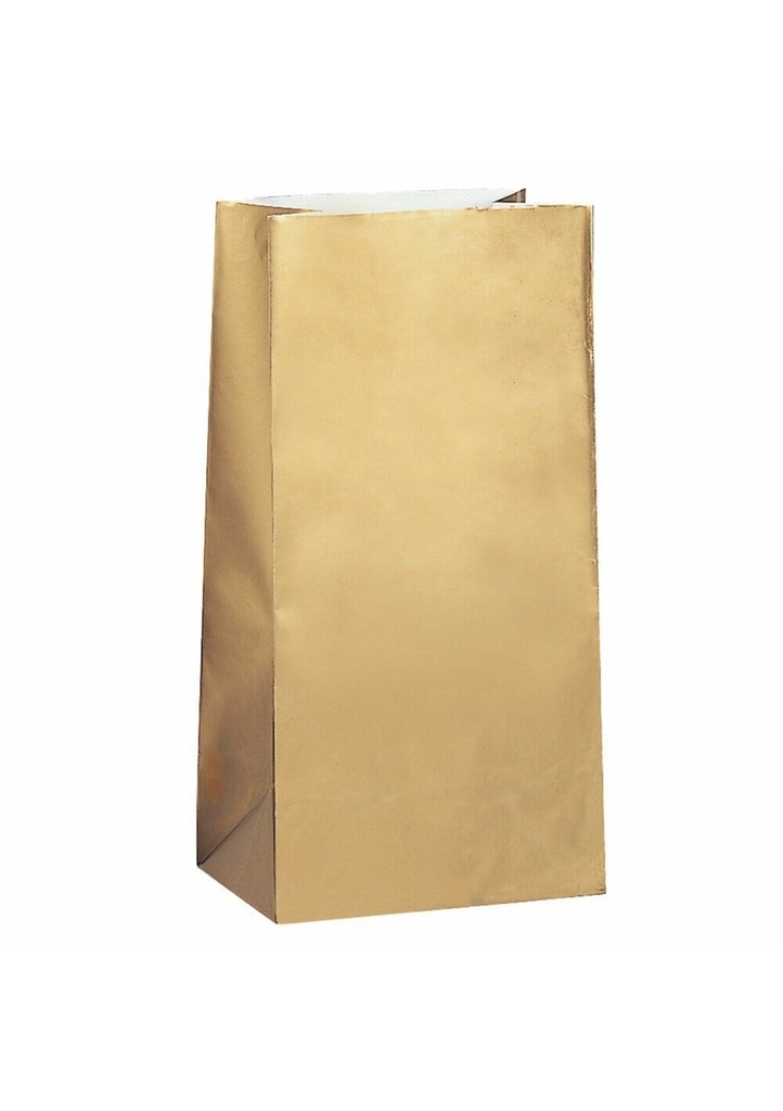 Gold Metallic Paper Party Bags - 10pk
