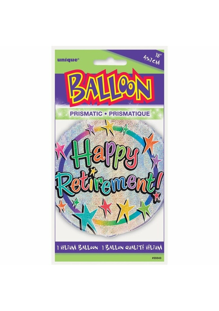 Happy Retirement Prism Round Foil Balloon 18 Inch