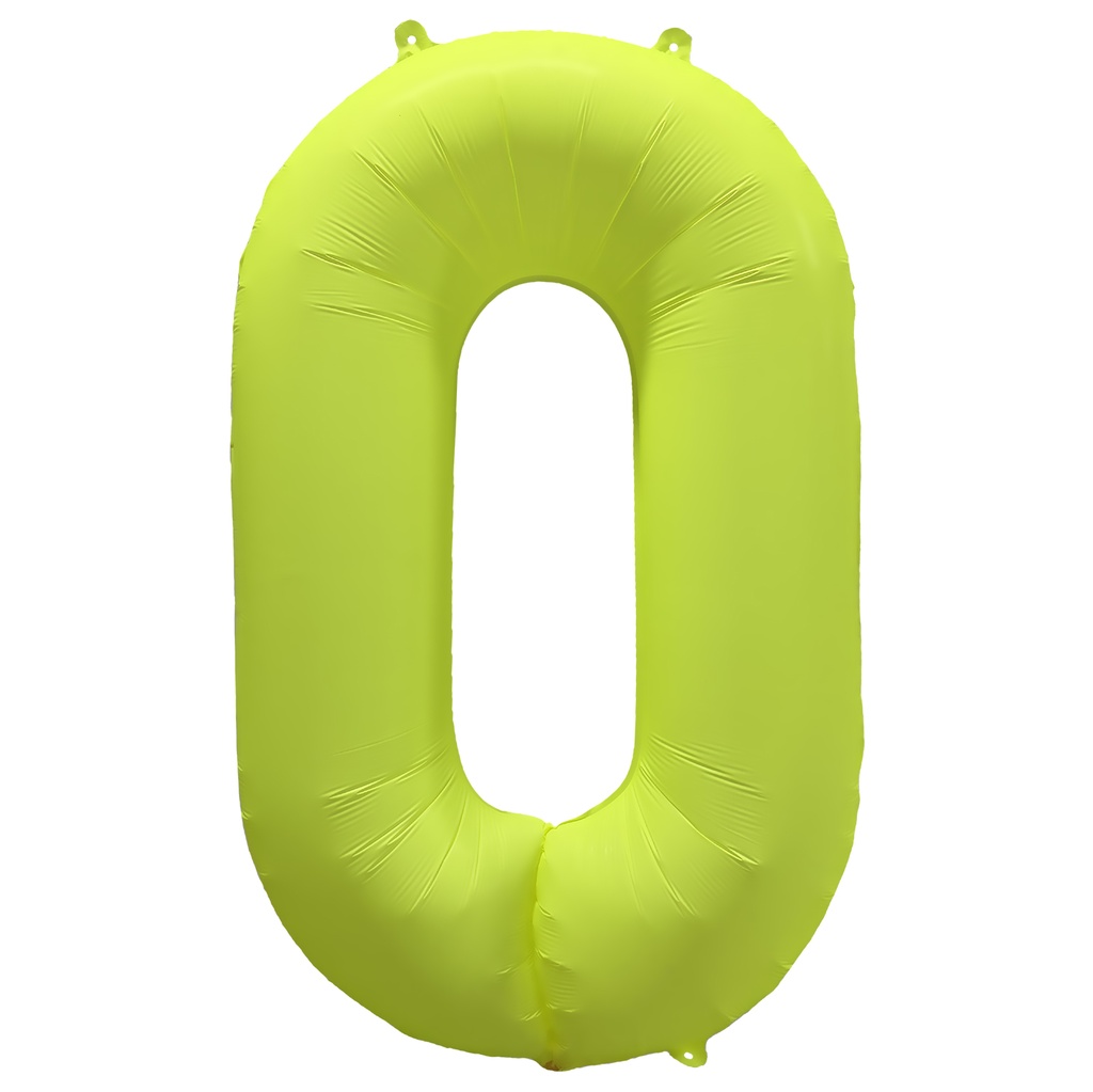 [R-10035-PKG] 34 Inch Foil Balloon Number Neon Yellow - No.0