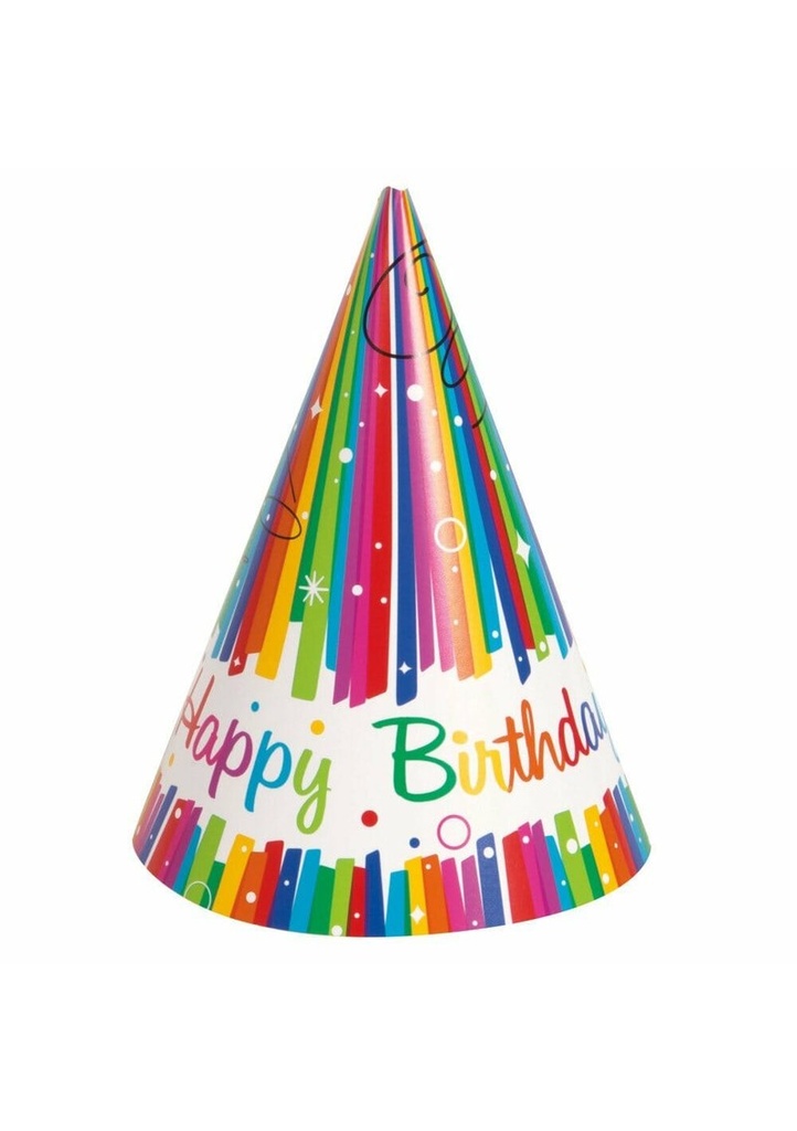 Rainbow Ribbons Birthday Party Hats - 8pk