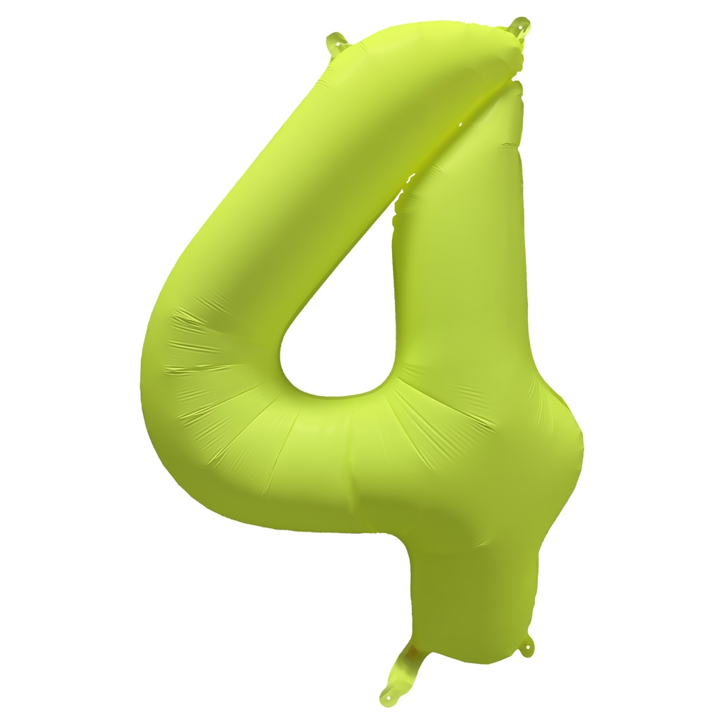 34 Inch Foil Balloon Number Neon Yellow - No.4