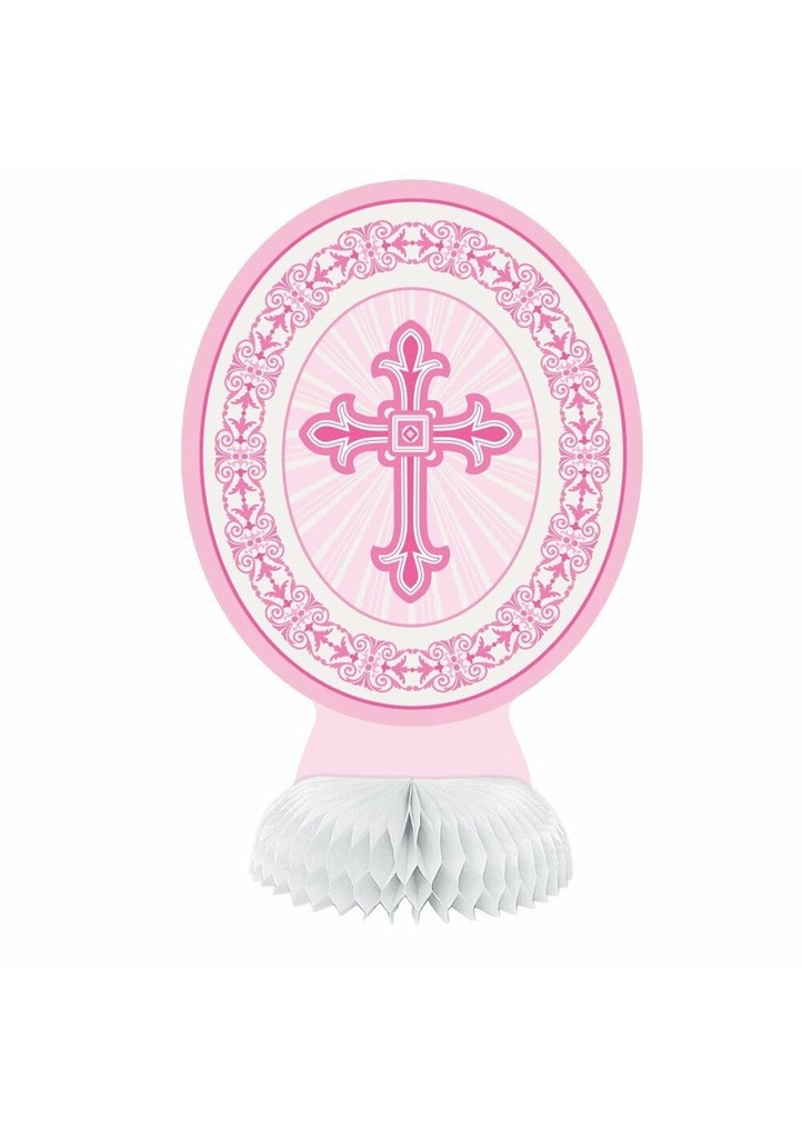 Pink Radiant Cross 8 Inch Mini Honeycomb Decorations - 3pk