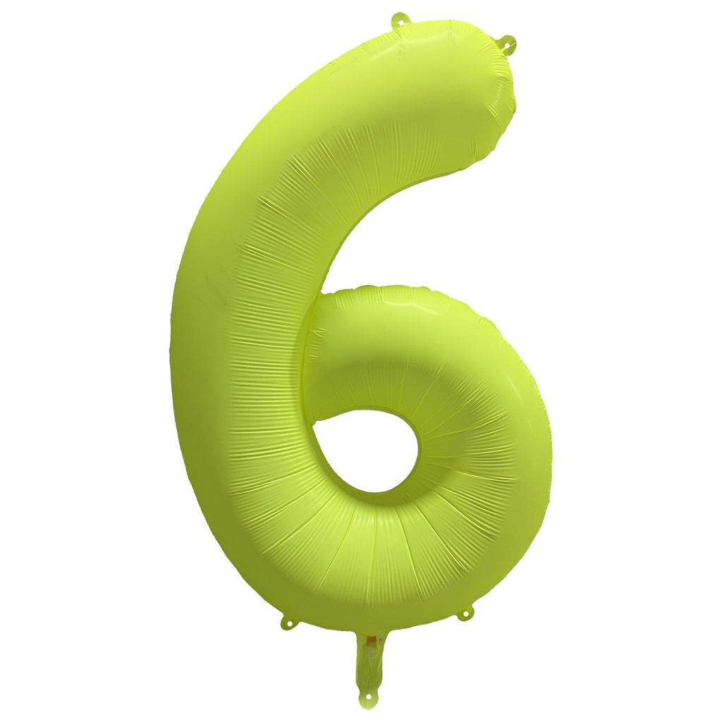 [R-10041-PKG] 34 Inch Foil Balloon Number Neon Yellow - No.6