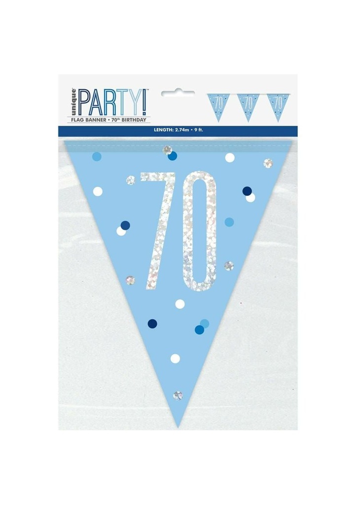 Glitz Blue & Silver Prismatic Plastic Flag Banner 70 - 9 Feet
