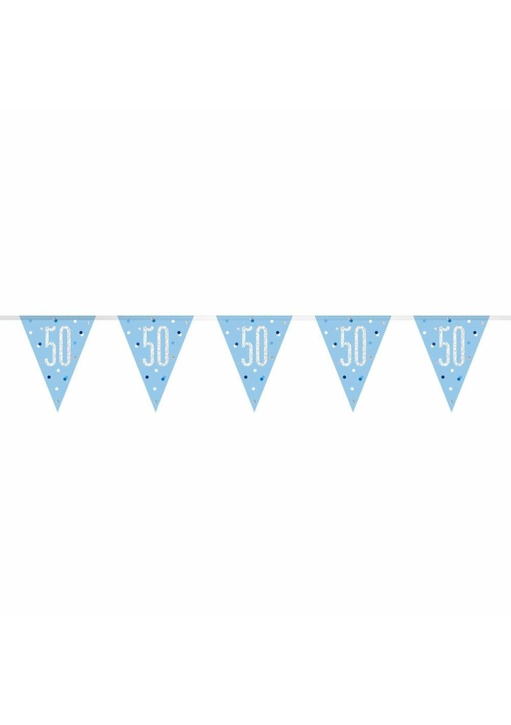 Glitz Blue & Silver Prismatic Plastic Flag Banner 50 - 9 Feet