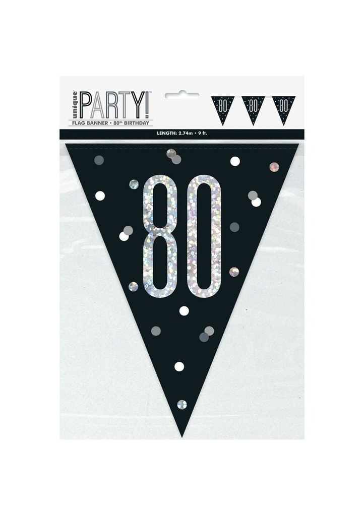 Glitz Black & Silver Prismatic Plastic Flag Banner 80 - 9 Feet