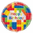 Building Blocks Birthday Round Foil Balloon 18 Inch