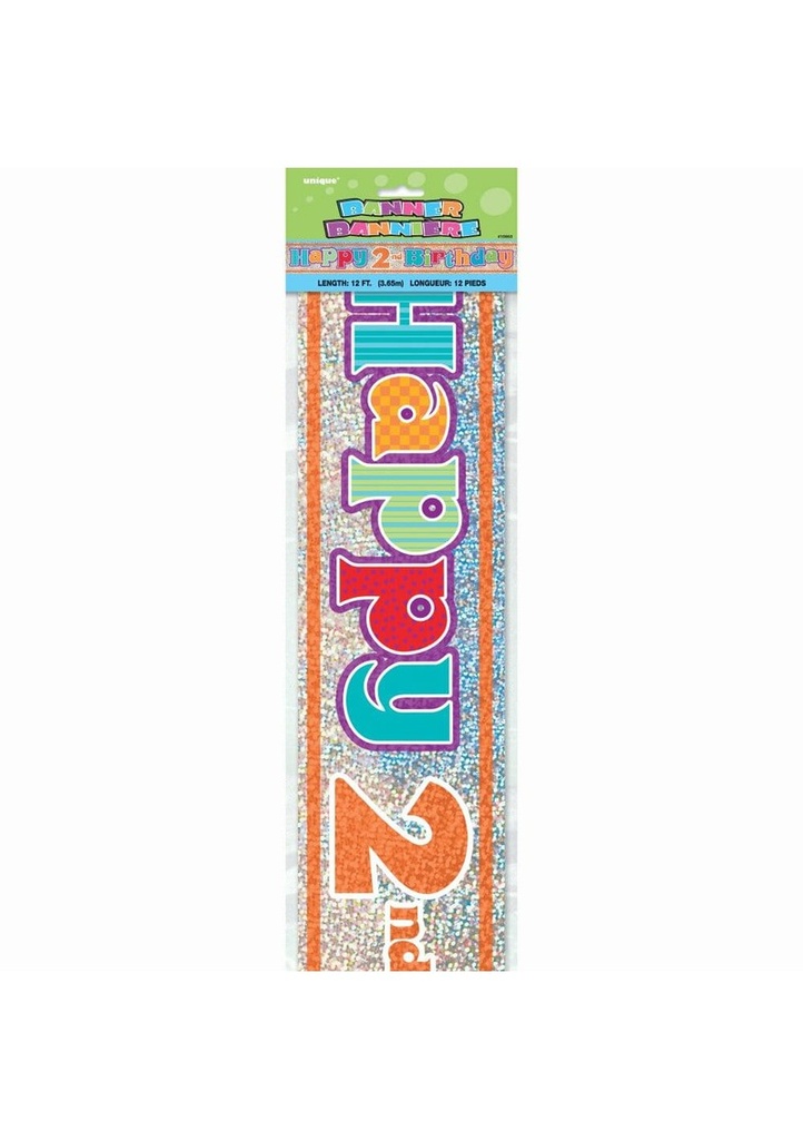 Happy 2nd Birthday Prism Banner - 12 ft