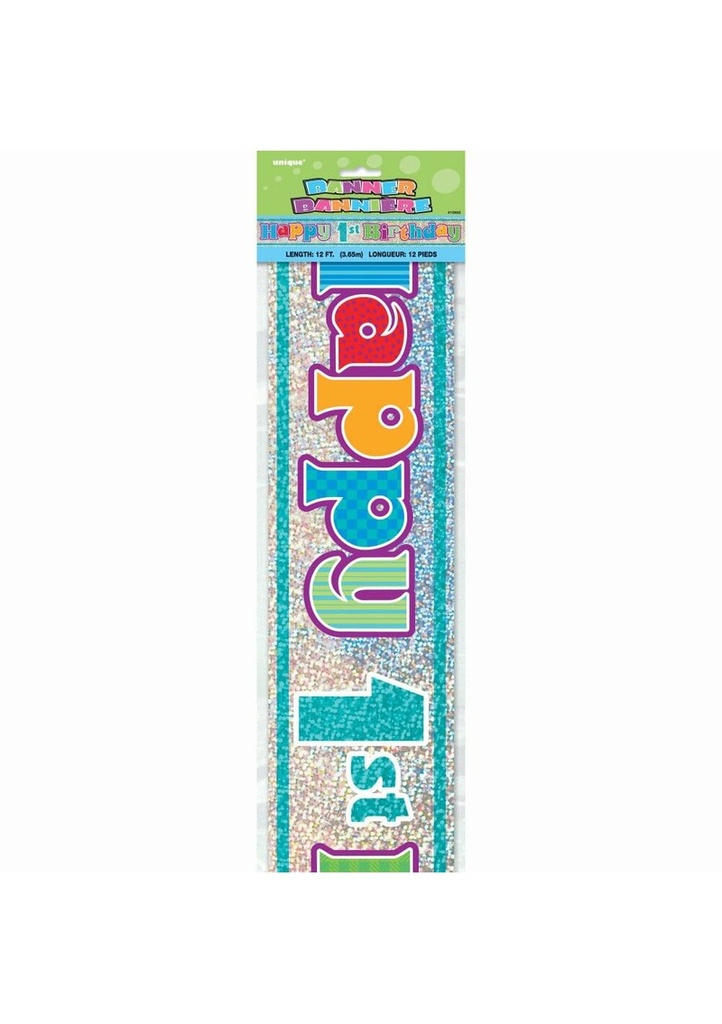 Happy 1st Birthday Prism Banner - 12 ft