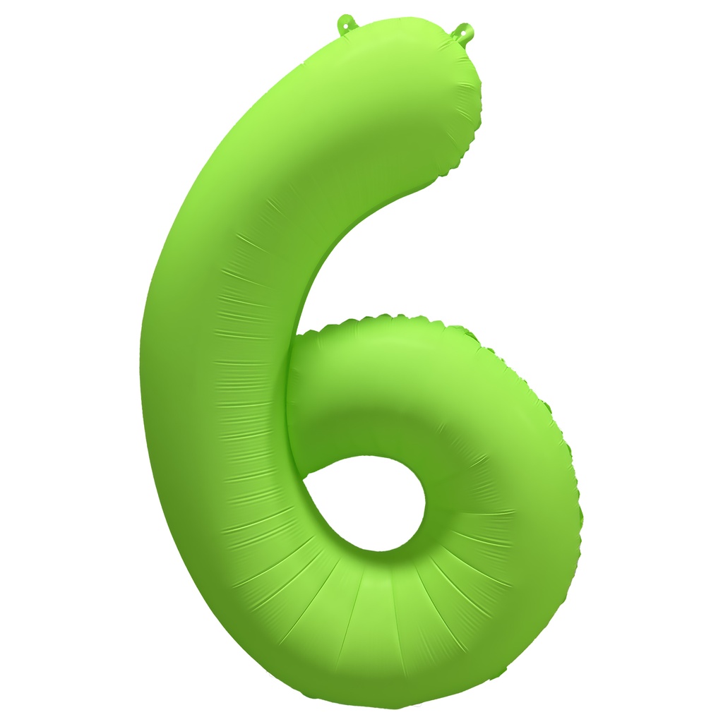34 Inch Foil Balloon Number Neon Green - No.6