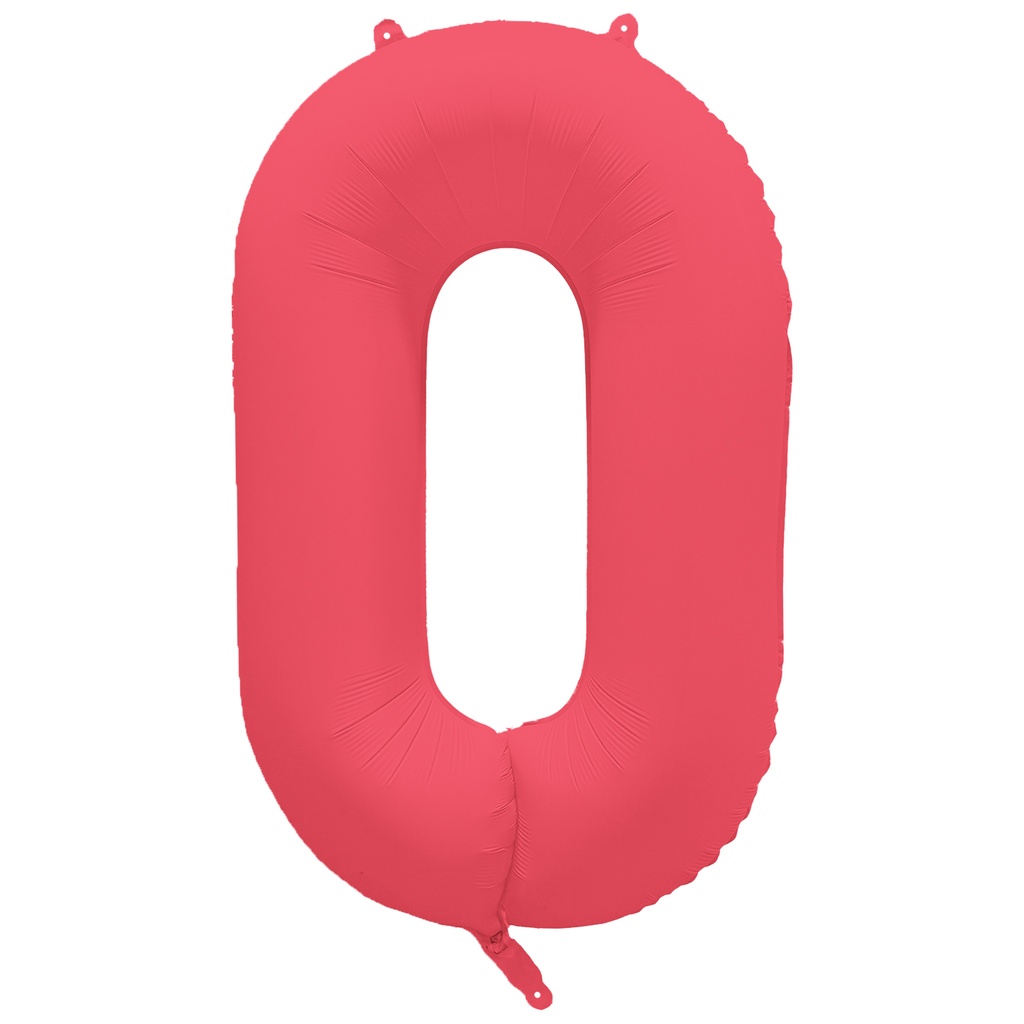 [R-10061-PKG] 34 Inch Foil Balloon Number Neon Red - No.0