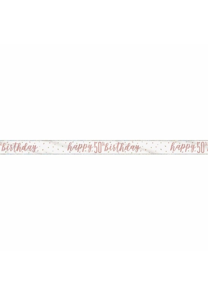 Glitz Rose Gold Foil Banner Happy 50th Birthday - 9 Feet