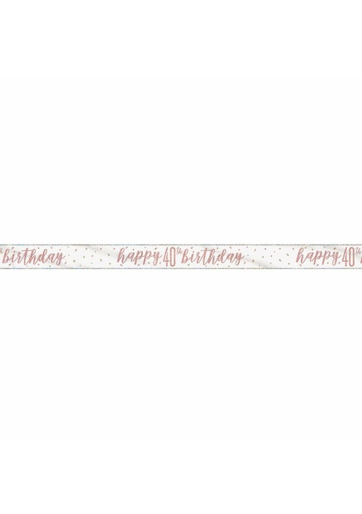 [84855_1] Glitz Rose Gold Foil Banner Happy 40th Birthday - 9 Feet