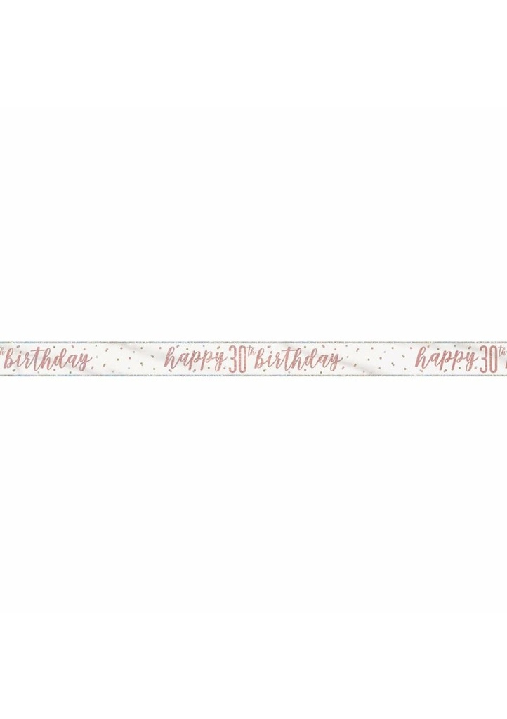 Glitz Rose Gold Foil Banner Happy 30th Birthday - 9 Feet