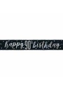 Glitz Black & Silver Foil Banner Happy 90th Birthday - 9 Feet