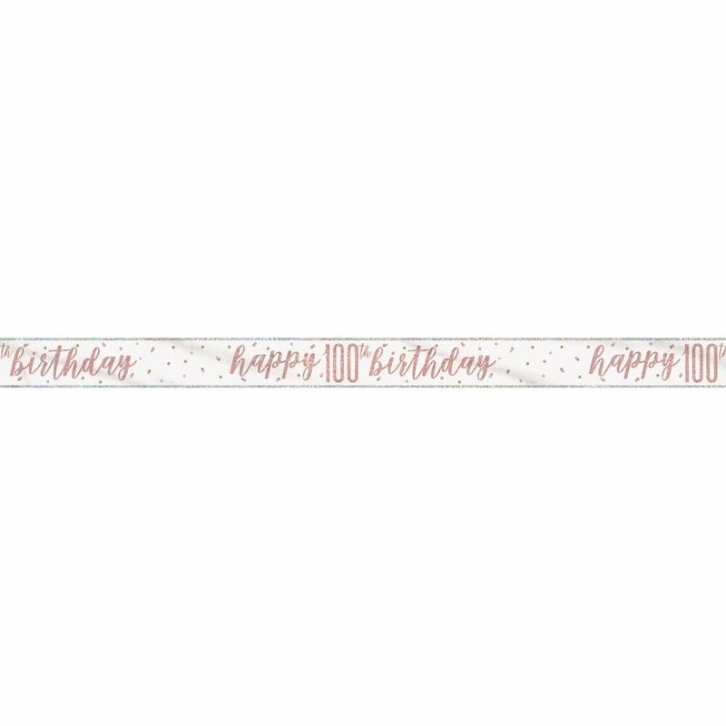 [84862] Birthday Rose Gold Glitz Number 100 Prism Banner - 9 ft