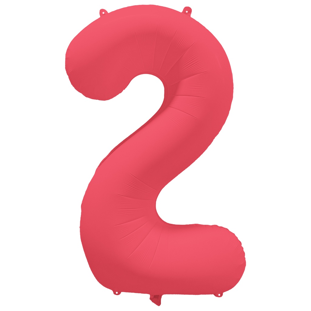 [R-10063-PKG] 34 Inch Foil Balloon Number Neon Red - No.2