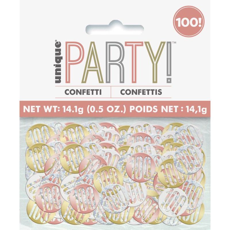Birthday Rose Gold Glitz Number 100 Confetti - .5oz