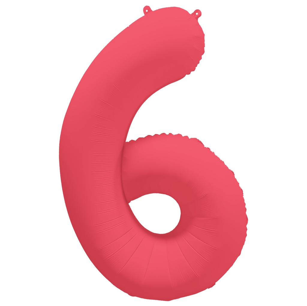 [R-10067-PKG] 34 Inch Foil Balloon Number Neon Red - No.6