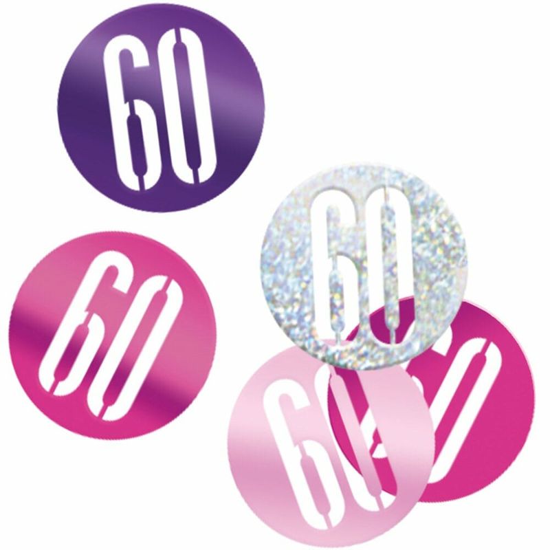 [83855] Birthday Pink Glitz Number 60 Confetti - .5oz