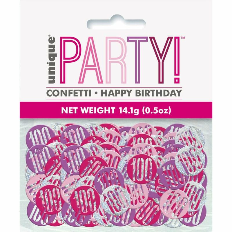 [83859] Birthday Pink Glitz Number 100 Confetti - .5oz