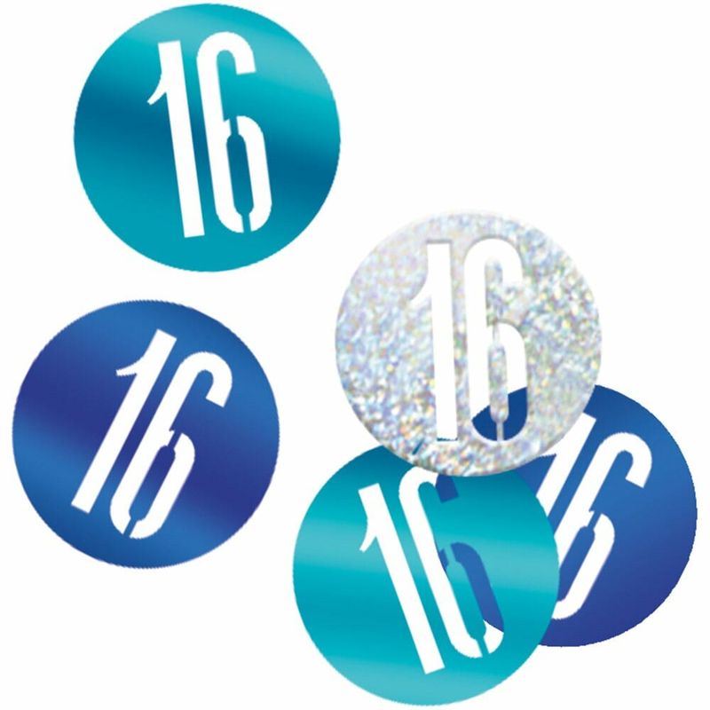 Birthday Blue Glitz Number 16 Confetti - .5oz