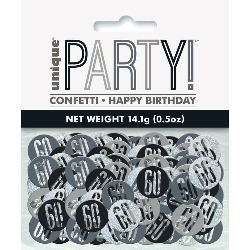[83829] Birthday Black Glitz Number 60 Confetti - .5oz